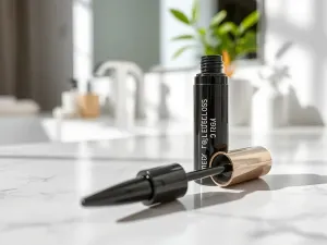 Pipeta z przezroczystym serum hialuronowym kapie do butelki, minimalistyczna kompozycja pielęgnacji skóry na białym tle