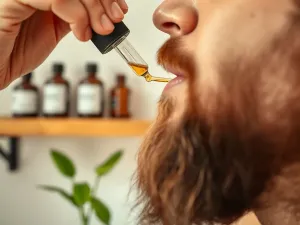 Kolagen w proszku z łyżeczką i szklanką wody obok szczotki z włosami, w jasnej, naturalnej łazience