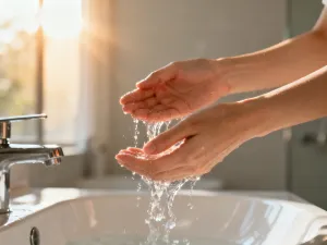 Serum z witaminą C oraz krem z retinolem na marmurowym blacie w świetle poranka, gotowe do codziennej pielęgnacji.