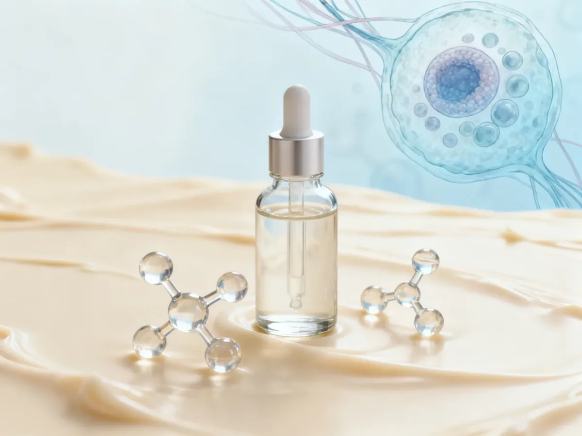 Serum with peptide molecules and a subtle visualization of skin structure